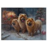 Chow Chow Snowy Sleigh Weihnachtsdekor Schneidebrett (Vorderseite)