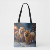 Chow Chow Snowy Sleigh Weihnachtsdekor Tasche (Vorderseite)