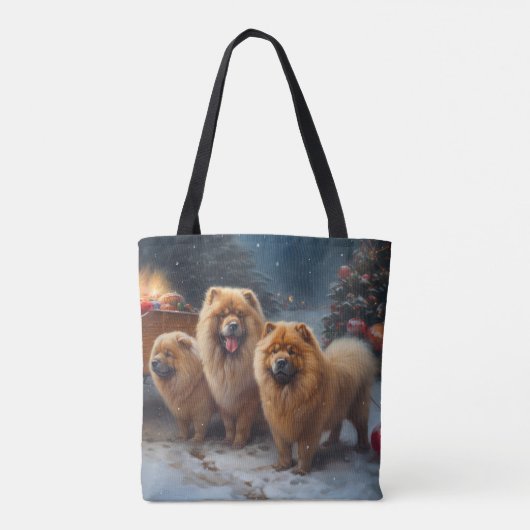 Chow Chow Snowy Sleigh Weihnachtsdekor Tasche (Rückseite)
