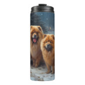 Chow Chow Snowy Sleigh Weihnachtsdekor Thermosbecher (Vorderseite)