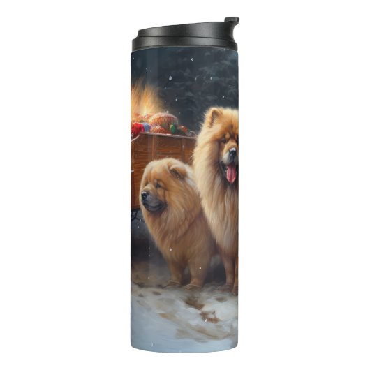 Chow Chow Snowy Sleigh Weihnachtsdekor Thermosbecher (Nach links gedreht)