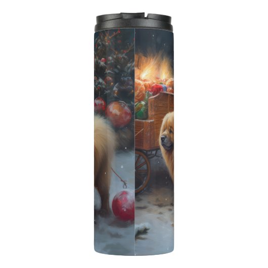 Chow Chow Snowy Sleigh Weihnachtsdekor Thermosbecher (Rückseite)