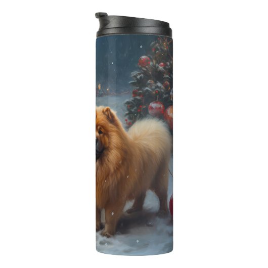 Chow Chow Snowy Sleigh Weihnachtsdekor Thermosbecher (Nach rechts gedreht)