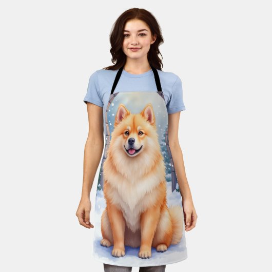 Chow Chow Snowy Stone Courtyard Christmas Art Schürze (Getragen)