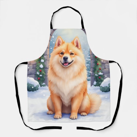 Chow Chow Snowy Stone Courtyard Christmas Art Schürze (Vorderseite)