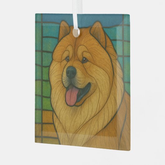 Chow Chow "Stached Glass" Ornament Aus Glas (Vorderseite links)