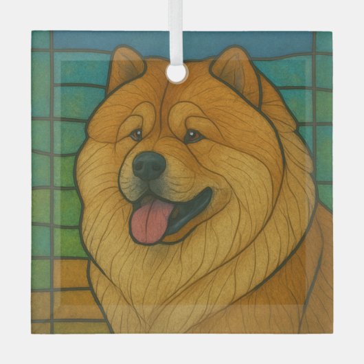 Chow Chow "Stached Glass" Ornament Aus Glas (Vorderseite)