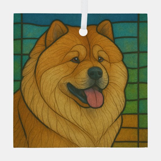 Chow Chow "Stached Glass" Ornament Aus Glas (Rückseite)