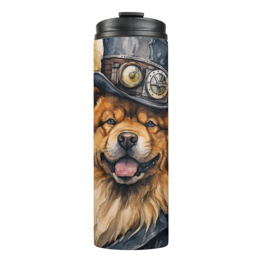 Chow Chow Steampunk-Hund Thermosbecher (Vorderseite)