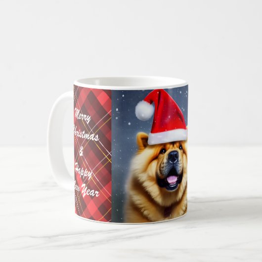 Chow Chow Tragen Weihnachtsmannmütze Weihnachtsges Kaffeetasse (Vorderseite Links)
