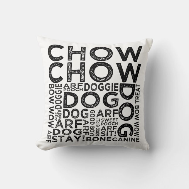 Chow Chow Typografie Kissen (Vorderseite)