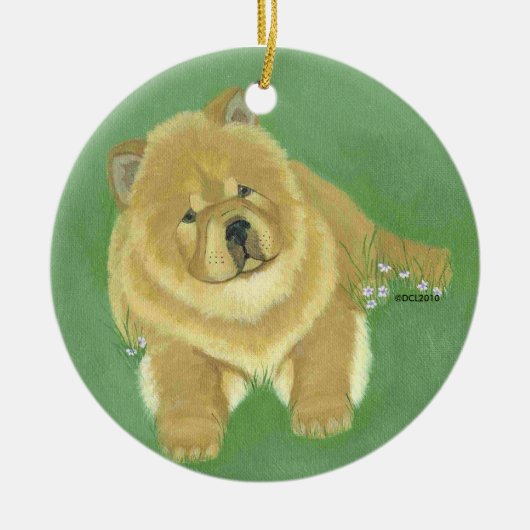Chow-Chow Verzierung KUNST Keramikornament (Vorne)