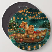 Chow Chow Weihnachten Feierliche Reise Button (Vorne & Hinten)