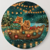 Chow Chow Weihnachten Feierliche Reise Button (Vorderseite)