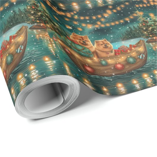 Chow Chow Weihnachten Feierliche Reise Geschenkpapier (Rolleneckpunkt)