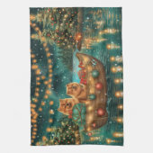 Chow Chow Weihnachten Feierliche Reise Geschirrtuch (Vertikal)