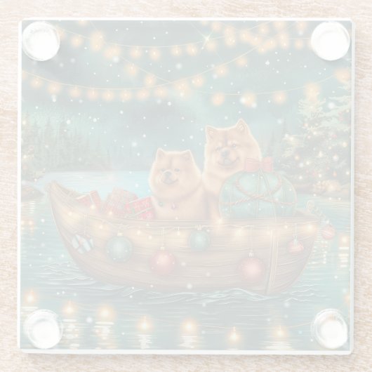 Chow Chow Weihnachten Feierliche Reise Glasuntersetzer (Rückseite)