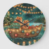 Chow Chow Weihnachten Feierliche Reise Große Wanduhr (Vorderseite)