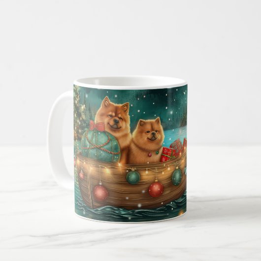 Chow Chow Weihnachten Feierliche Reise Kaffeetasse (Vorderseite Links)