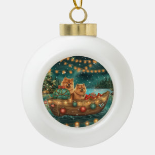 Chow Chow Weihnachten Feierliche Reise Keramik Kugel-Ornament
