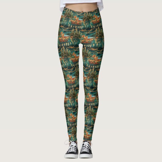 Chow Chow Weihnachten Feierliche Reise Leggings (Vorderseite)