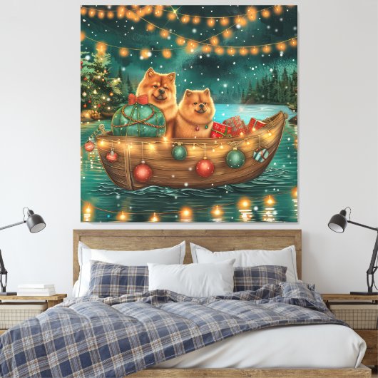 Chow Chow Weihnachten Feierliche Reise Leinwanddruck (Insitu (Schlafzimmer))