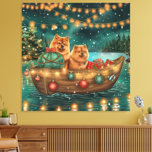 Chow Chow Weihnachten Feierliche Reise Leinwanddruck (Insitu (Wohnzimmer))
