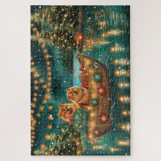 Chow Chow Weihnachten Feierliche Reise Puzzle (Vertikal)