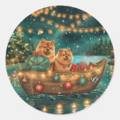 Chow Chow Weihnachten Feierliche Reise Runder Aufkleber (Vorderseite)