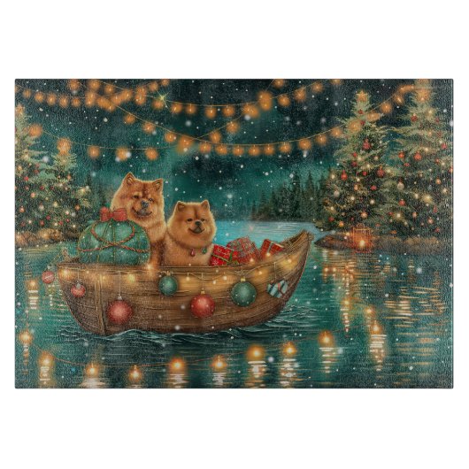 Chow Chow Weihnachten Feierliche Reise Schneidebrett (Vorderseite)
