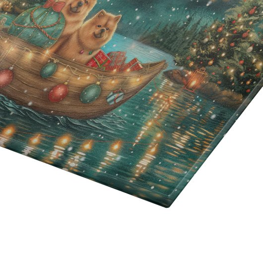 Chow Chow Weihnachten Feierliche Reise Schneidebrett (Ecke)