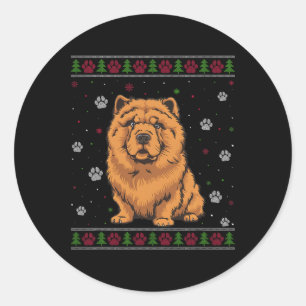 Chow Chow Weihnachten Sweater Xmas Haustier Hund L Runder Aufkleber