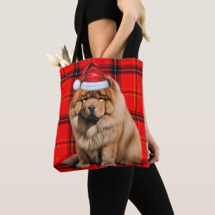 Chow Chow Weihnachts-Hund Rot Kariert Saisonbeding Tasche