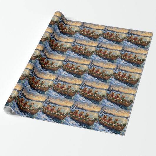 Chow Chow Weihnachtsboot-Feiertag Geschenkpapier (Ungerollt)