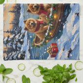 Chow Chow Weihnachtsboot-Feiertag Geschirrtuch (Gefaltet)