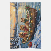 Chow Chow Weihnachtsboot-Feiertag Geschirrtuch (Vertikal)