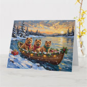 Chow Chow Weihnachtsboot-Feiertag Karte (Gelbe Blume)