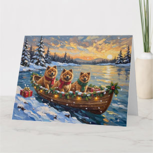 Chow Chow Weihnachtsboot-Feiertag Karte