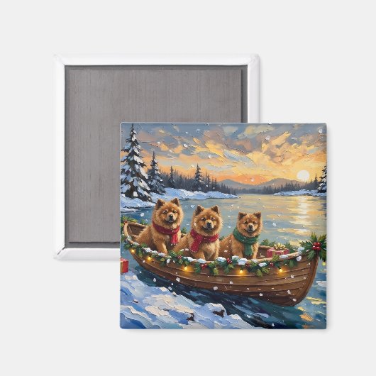 Chow Chow Weihnachtsboot-Feiertag Magnet (Vorderseite/Rückseite)