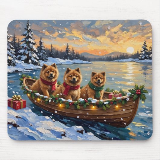 Chow Chow Weihnachtsboot-Feiertag Mousepad (Vorne)