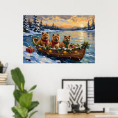 Chow Chow Weihnachtsboot-Feiertag Poster (Heimbüro)