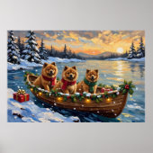 Chow Chow Weihnachtsboot-Feiertag Poster (Vorne)