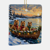 Chow Chow Weihnachtsboot Urlaub Keramikornament (Rechts)