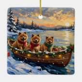 Chow Chow Weihnachtsboot Urlaub Keramikornament (Rückseite)