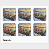 Chow Chow Weihnachtsboot Urlaub Quadratischer Aufkleber (Blatt)