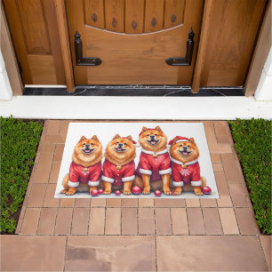 Chow Chow Weihnachtskleid Santa Hut Fußmatte