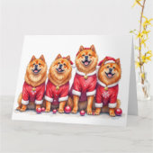 Chow Chow Weihnachtskleid Santa Hut Karte (Gelbe Blume)