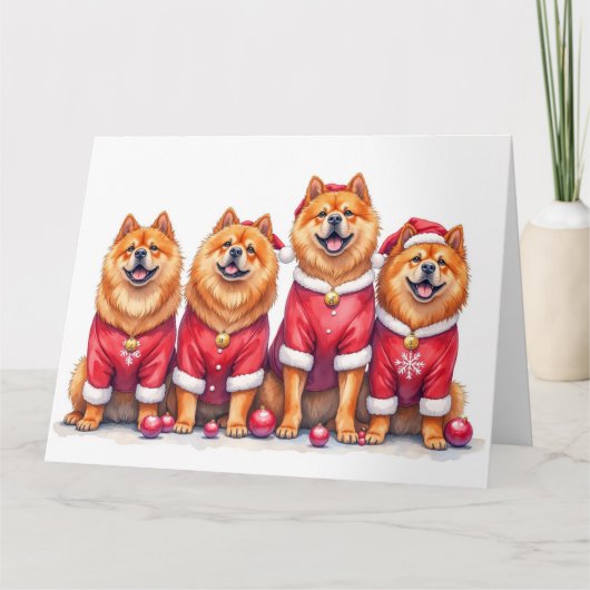 Chow Chow Weihnachtskleid Santa Hut Karte (Vorderseite)