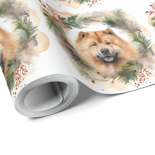 Chow Chow Weihnachtsmann Weihnachtsfest-Jungtier Geschenkpapier (Rolleneckpunkt)
