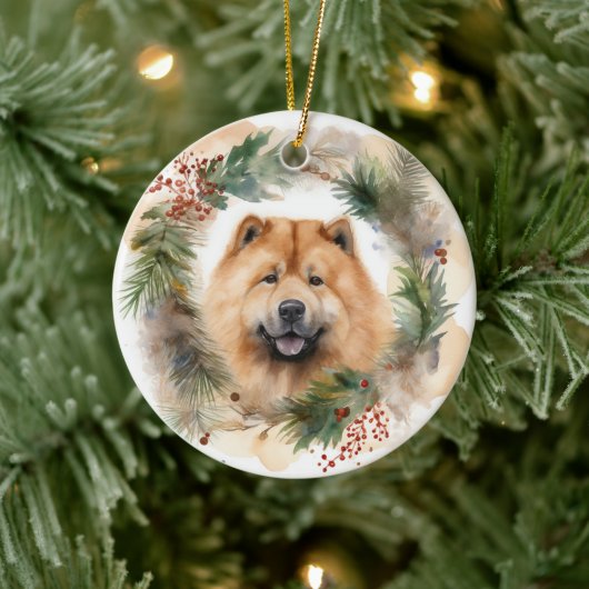 Chow Chow Weihnachtsmann Weihnachtsfest-Jungtier Keramik Ornament (Baum)